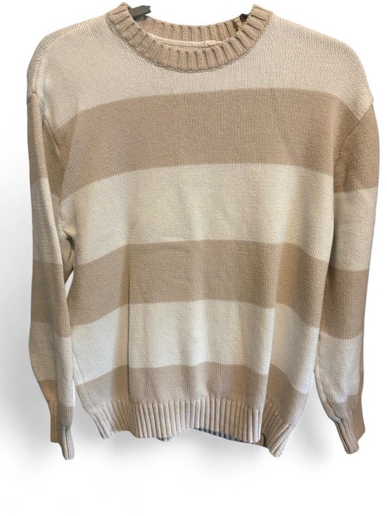 Hollister Sweaters - Hollister Women's Crewneck Sweater in Cream and Beige Stripes